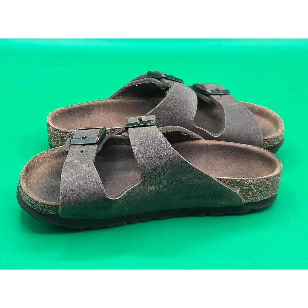 Birkenstock Arizona Kids Sandals Size 28 C10 Brown Metallic Two Strap Slides